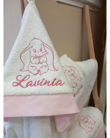 Accappatoio Baby Love in spugna bianca e piquè nido d'ape