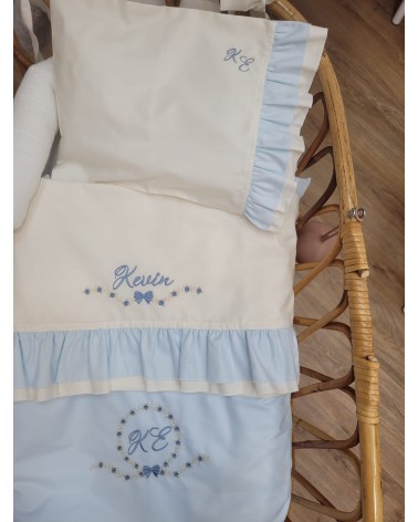 Sacco piumino in cotone CELESTE GHIRLANDA ROSELINE AVION VALENTINE LOVE