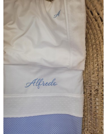 Coordinato nascita, Completo per carrozzina in cotone bianco