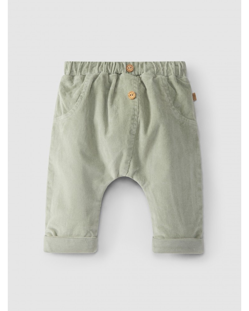 Pantaloni in velluto a coste verde salvia pull-up