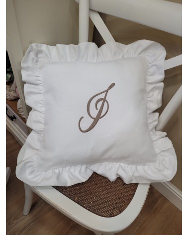 Cuscino con rouche in cotone bianco
