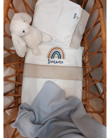 Lenzuolino personalizzato con ricamo Rainbow mystical snow blu navy
