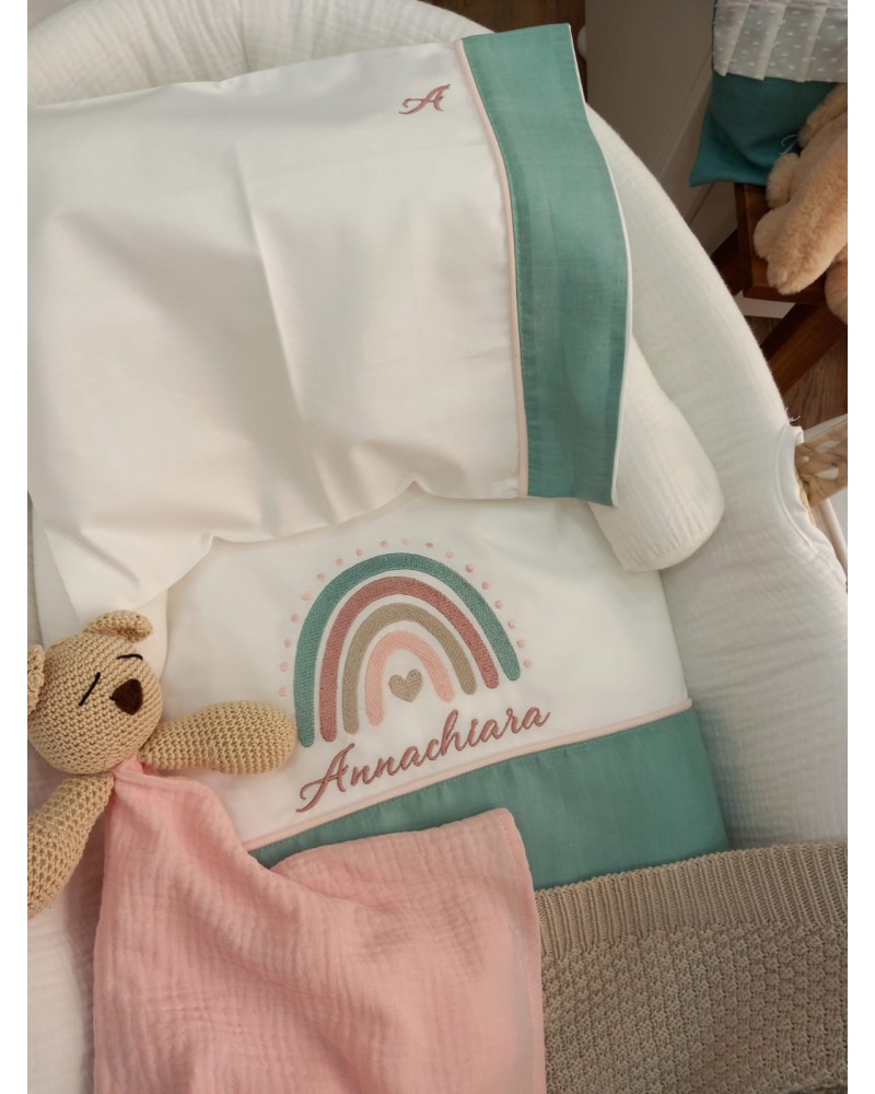 Lenzuolino personalizzato con fascia in lino