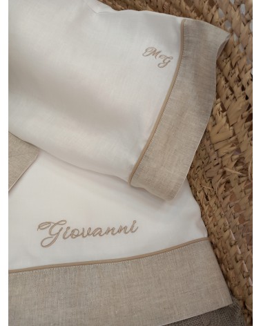 Lenzuolino personalizzato con fascia in lino