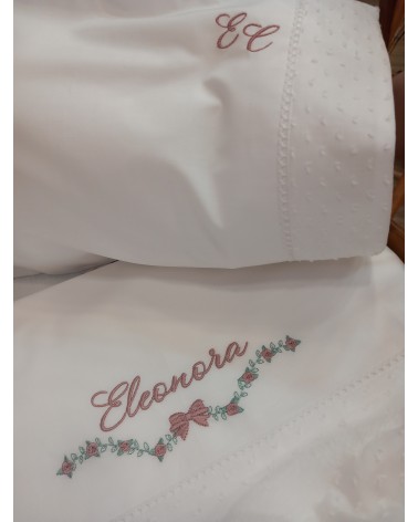 Lenzuolino con fascia in plumetis e merlettino