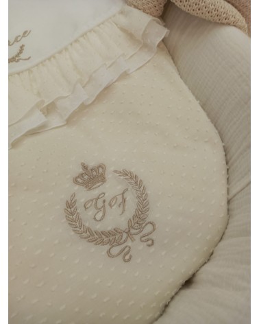 Copertina neonato in plumetis e pile con rouche PANNA ROYAL CAPPUCCINO