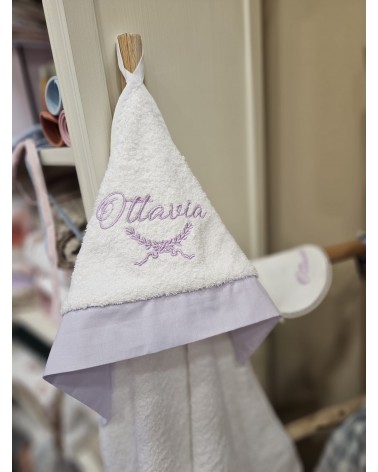 Coordinato da Bagno in spugna Lavanda valentine love fregio