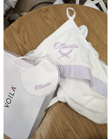 Coordinato da Bagno in spugna Lavanda valentine love fregio