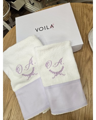 Coordinato da Bagno in spugna Lavanda valentine love fregio