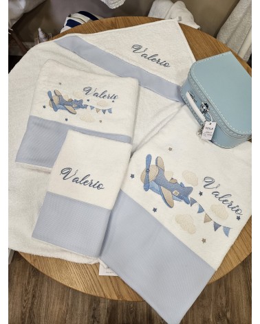 Coordinato bagno Baby love in spugna di cotone