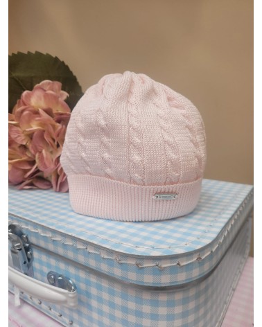 Cappellino neonato in filo con treccia - Il Trenino