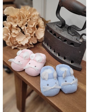 Scarpine neonato in filo di cotone - Mouse
