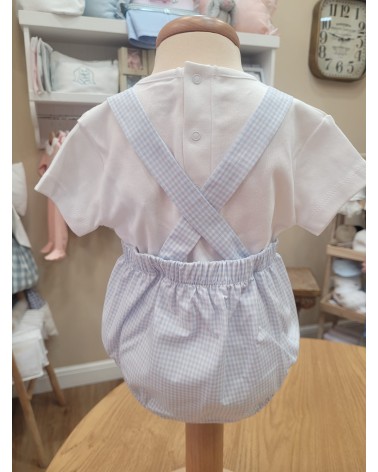 Completo due pezzi in cotone, t shirt e salopette