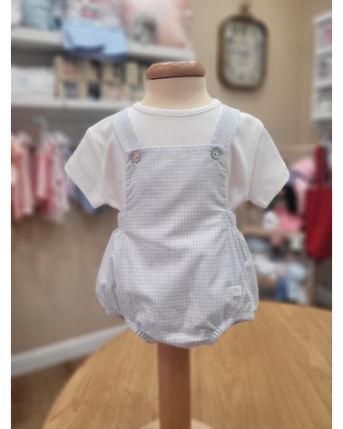 Completo due pezzi in cotone, t shirt e salopette