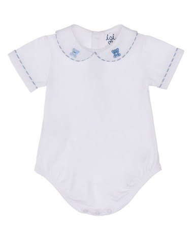 Body con colletto con ricamo di orsetti