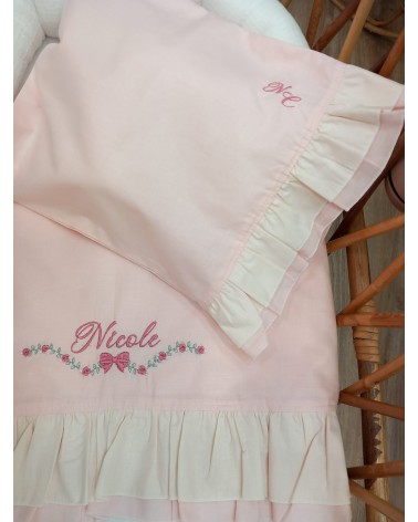 Coordinato nascita in cotone con doppia rouche Roseline