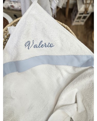 Accappatoio Baby Love in spugna bianca e piquè nido d'ape