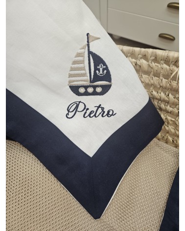 Coordinato nascita in cotone marinaretto, Completo in cotone per carrozzina