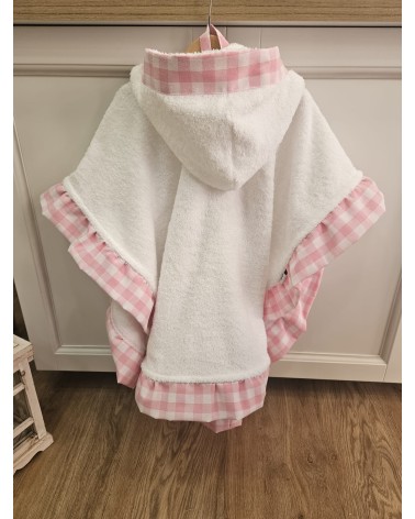 Accappatoio Poncho spugna con rouche Vichy