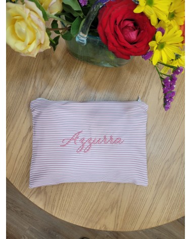 Borsello Baby modello Basic piquet a righe rosa antico