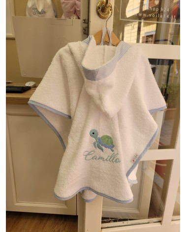 Coordinato bagno, accappatoio poncho e telo in spugna di cotone