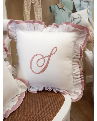 Cuscino in cotone con doppia rouche