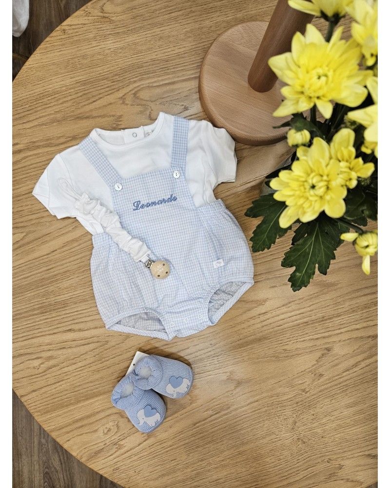 Completo due pezzi in cotone, t-shirt e salopette
