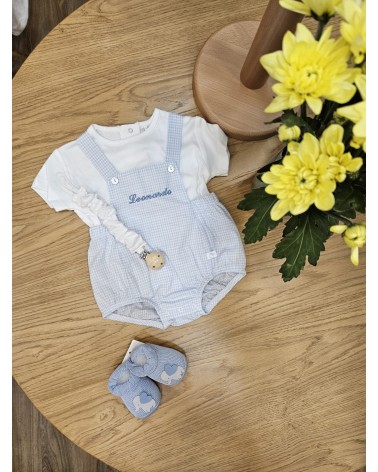 Completo due pezzi in cotone, t-shirt e salopette