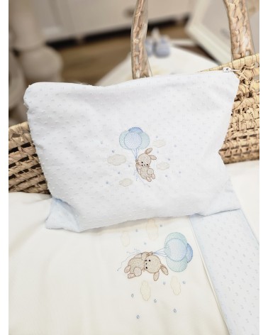 Coordinato nascita, Completo per carrozzina in cotone bianco