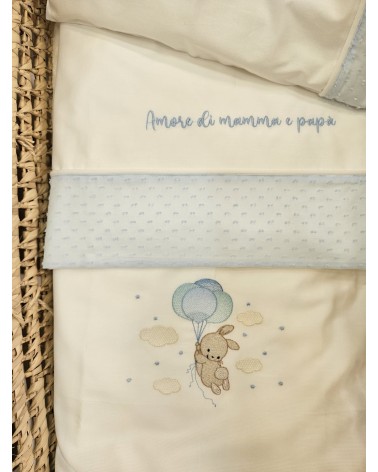 Coordinato nascita, Completo per carrozzina in cotone bianco