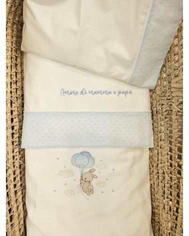 Coordinato nascita, Completo per carrozzina in cotone bianco