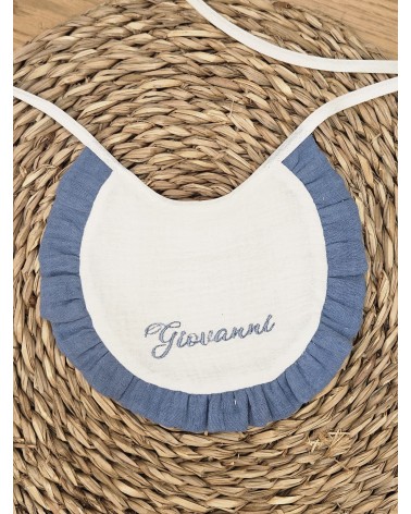 Bavaglino in mussola bianca con rouche