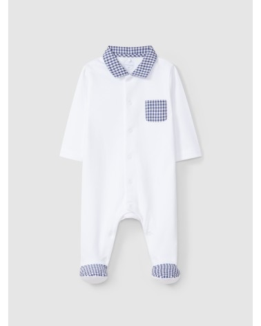 Tutina con dettagli a quadretti blu