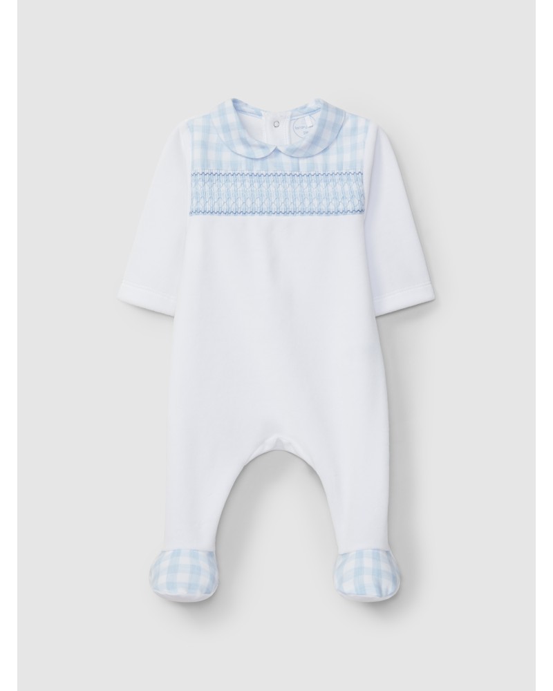 Tutina in velluto con punto smock
