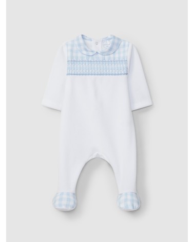 Tutina in velluto con punto smock