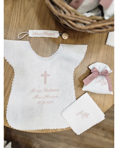 Sacchetto portaconfetti in piquet di cotone con nastro suede