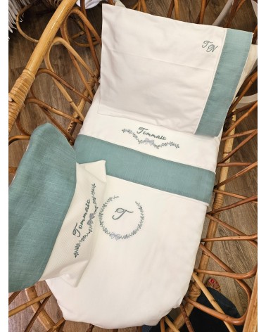 Coordinato nascita in cotone, Completo in cotone per carrozzina