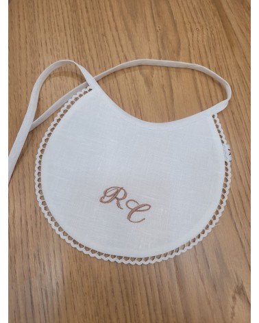 Coppia di Bavaglini Neonati in lino personalizzati