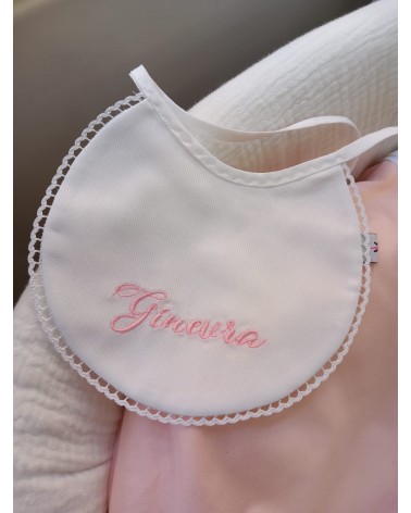 Piquè di cotone millerighe con merlettino valentine love rosa baby