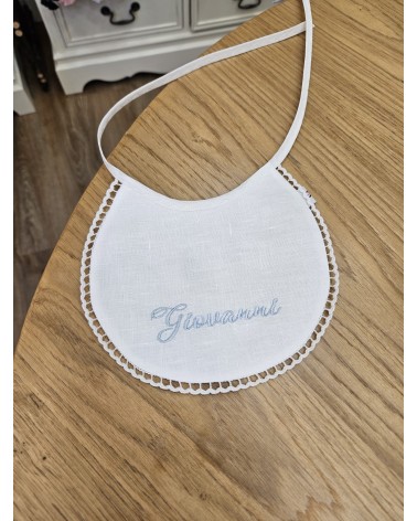 Bavaglino in lino con merlettino