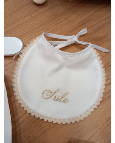 PIQUE' DI COTONE RICAMO CHAMPAGNE VALENTINE LOVE