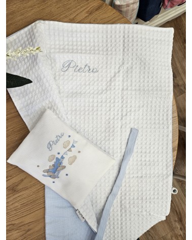 Coordinato Cambio Baby Love, portapannolino e fasciatoio da viaggio Aeroplano celeste polvere valentine love
