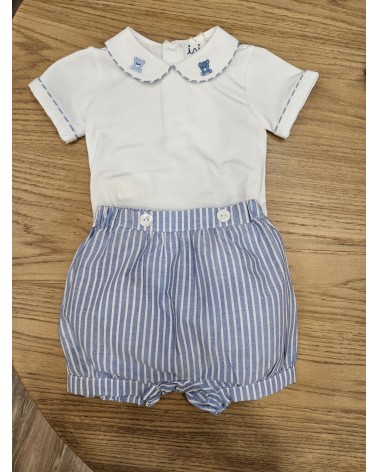 Completo pantaloncini e bodino neonato mezza manica in cotone con colletto