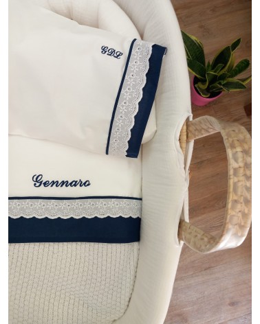 Lenzuolino con pizzo sangallo new adina blu navy