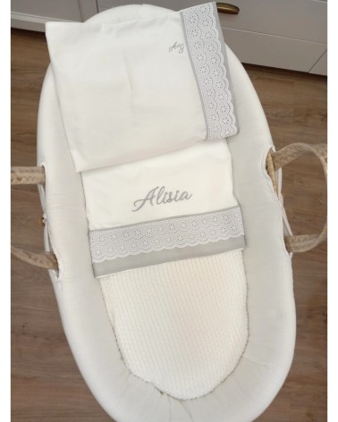 Lenzuolino con pizzo sangallo valentine love grigio