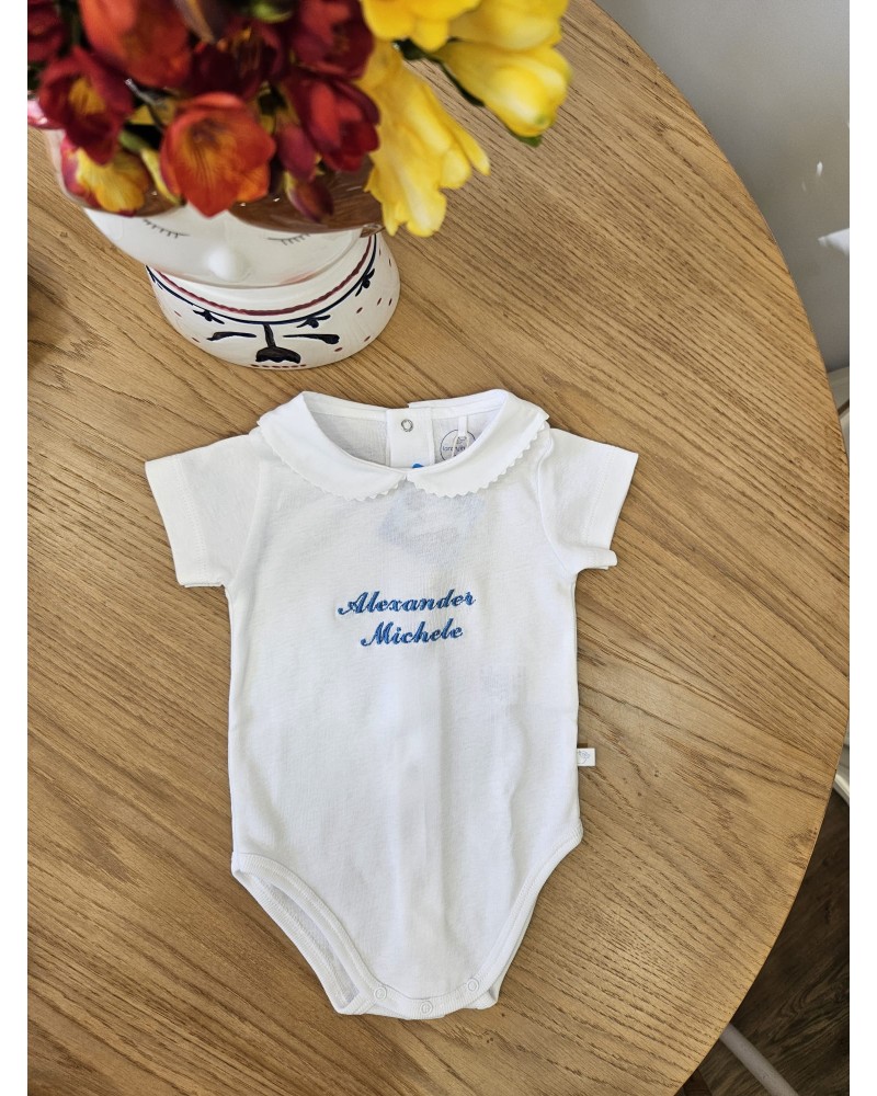 Body mezza manica con colletto blu elettrico