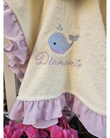 Accappatoio Poncho spugna con rouche in mussola