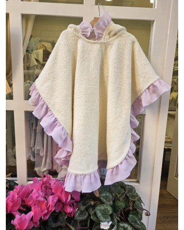 Accappatoio Poncho spugna con rouche in mussola