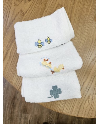 Set 3 Lavette in Spugna di Cotone con Ricamo