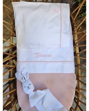 Lenzuolino personalizzato con profilo ROSA RICAMO CIPRIA VALENTINE LOVE